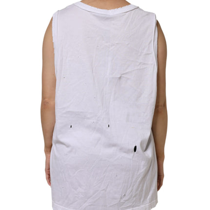 Dolce & Gabbana White Cotton Sleeveless Round Neck Tank Top