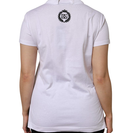 Dolce & Gabbana White Cotton Short Sleeve V-Neck Top T-shirt