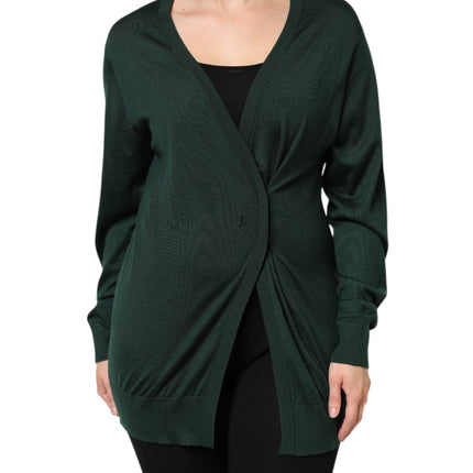 Dolce & Gabbana Dark Green Cashmere Silk Cardigan Sweater