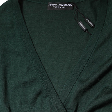 Dolce & Gabbana Dark Green Cashmere Silk Cardigan Sweater