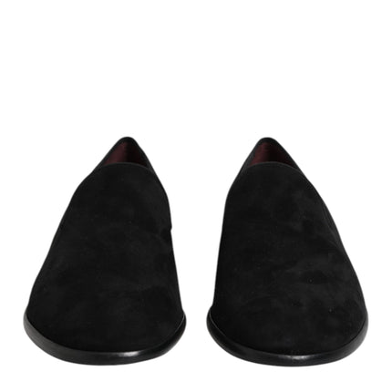 Dolce & Gabbana Black Suede Slip On Loafers Formal Shoes