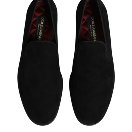 Dolce & Gabbana Black Suede Slip On Loafers Formal Shoes