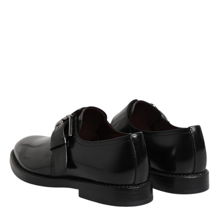 Dolce & Gabbana Black Leather Monk Strap Derby Formal Shoes