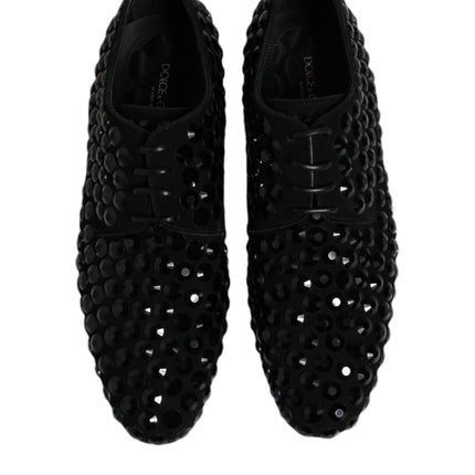 Dolce & Gabbana Black Suede Strass Derby Formal Shoes