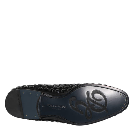 Dolce & Gabbana Black Suede Strass Derby Formal Shoes
