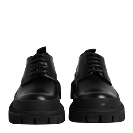 Dolce & Gabbana Black Leather Lace Up Derby Men Dress Shoes