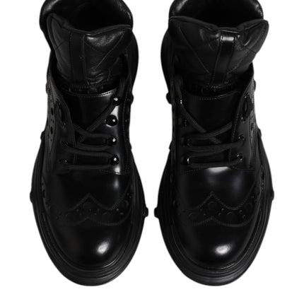 Dolce & Gabbana Black Leather Casual Mens Ankle Boots Shoes