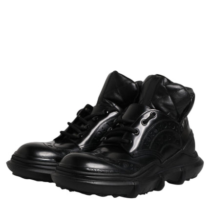 Dolce & Gabbana Black Leather Casual Mens Ankle Boots Shoes