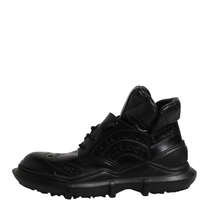 Dolce & Gabbana Black Leather Casual Mens Ankle Boots Shoes
