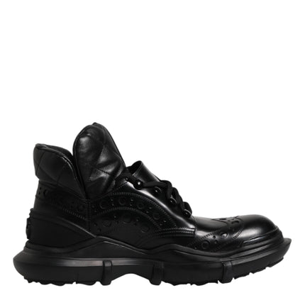 Dolce & Gabbana Black Leather Casual Mens Ankle Boots Shoes