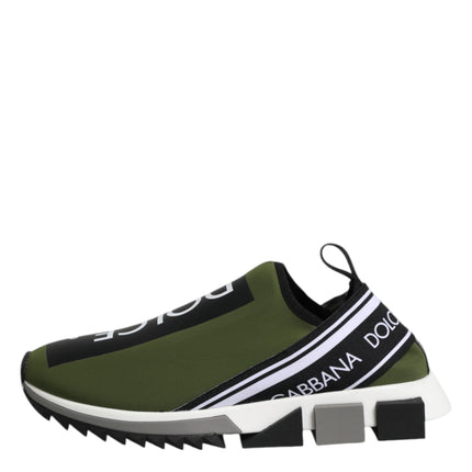 Dolce & Gabbana Green Black Slip On Sorrento Sneakers Shoes