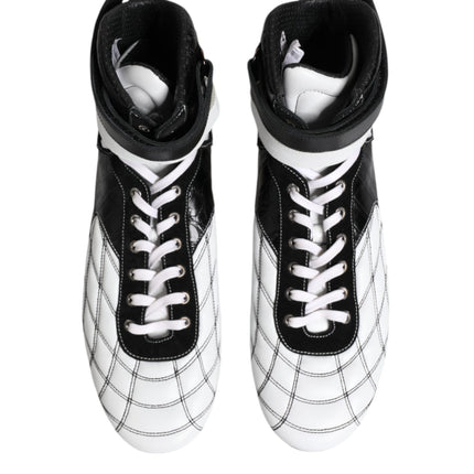 Dolce & Gabbana Black White Leather High Top Sneakers Shoes