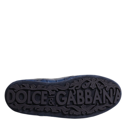 Dolce & Gabbana Dark Blue Leather Low Top Men Sneakers Shoes