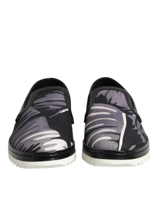 Dolce & Gabbana Black Tropical Slip On Men Sneakers Shoes