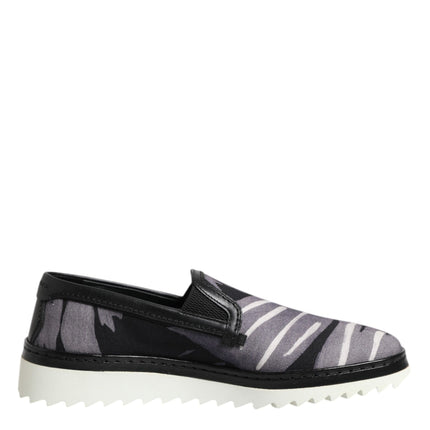 Dolce & Gabbana Black Tropical Slip On Men Sneakers Shoes