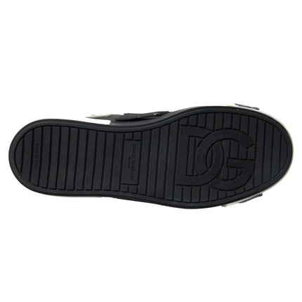 Dolce & Gabbana Black Leather Low Top Sneakers Portofino Shoes