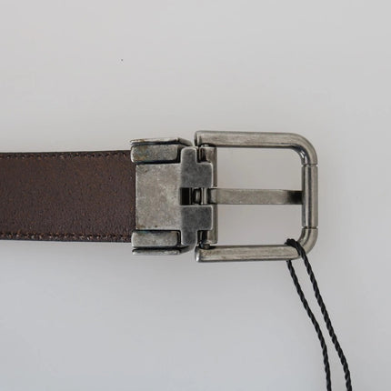 Dolce & Gabbana Blue Perforated Leather Gray Buckle Belt