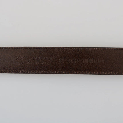 Dolce & Gabbana Blue Perforated Leather Gray Buckle Belt