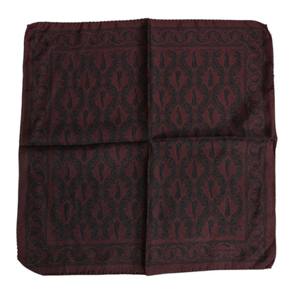 Dolce & Gabbana Maroon Black Printed Square Men Foulard Scarf