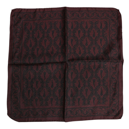 Dolce & Gabbana Maroon Black Printed Square Men Foulard Scarf