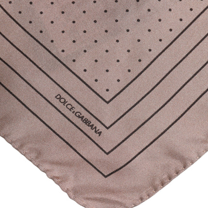 Dolce & Gabbana Beige Dotted Silk Square Men Foulard Scarf