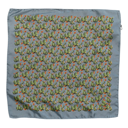 Dolce & Gabbana Gray Green Cactus Print Square Foulard Scarf