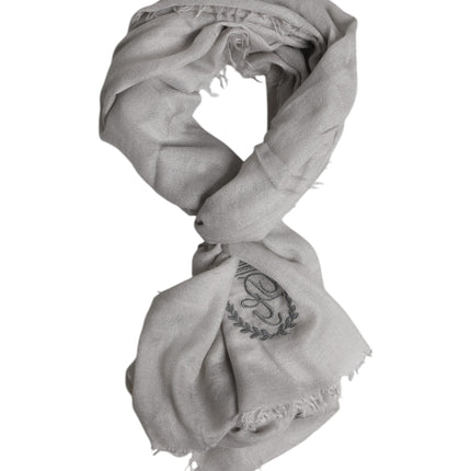 Dolce & Gabbana Gray DG Crown Neck Warmer Wrap Shawl Scarf