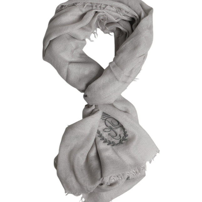 Dolce & Gabbana Gray DG Crown Neck Warmer Wrap Shawl Scarf