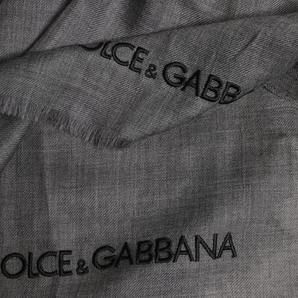 Dolce & Gabbana Gray Logo Print Neck Warmer Wrap Shawl Scarf