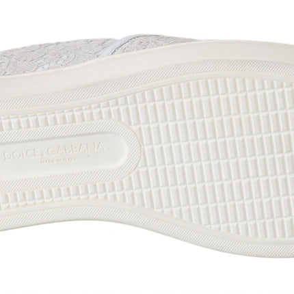 Dolce & Gabbana White Leather Lace Slip On Loafers Shoes