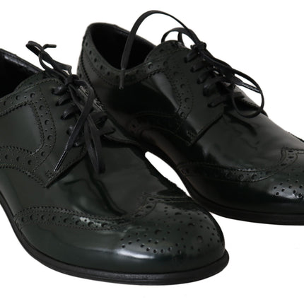 Dolce & Gabbana Green Leather Broque Oxford Wingtip Shoes