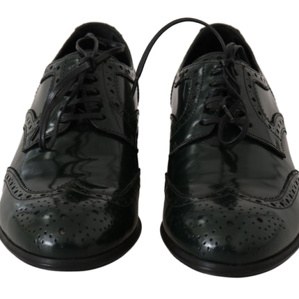 Dolce & Gabbana Green Leather Broque Oxford Wingtip Shoes
