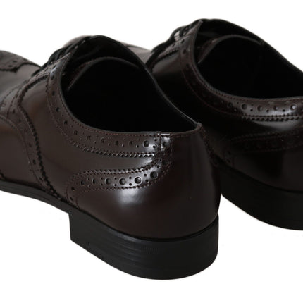 Dolce & Gabbana Brown Leather Broques Oxford Wingtip Shoes