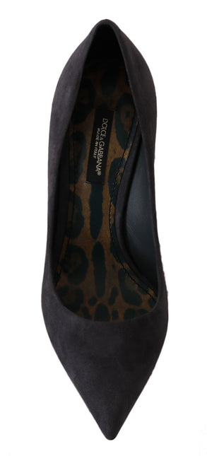 Dolce & Gabbana Gray Suede Leather Stiletto  Shoes Heels