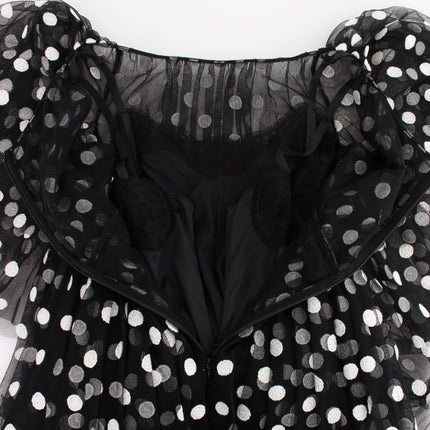 Dolce & Gabbana Black White Polka Dotted Ruffled Dress