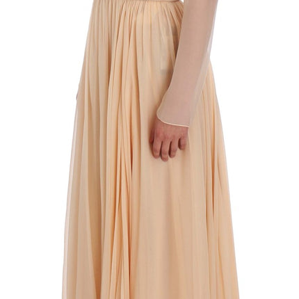 Dolce & Gabbana Beige Silk Ball Gown Full Length Dress