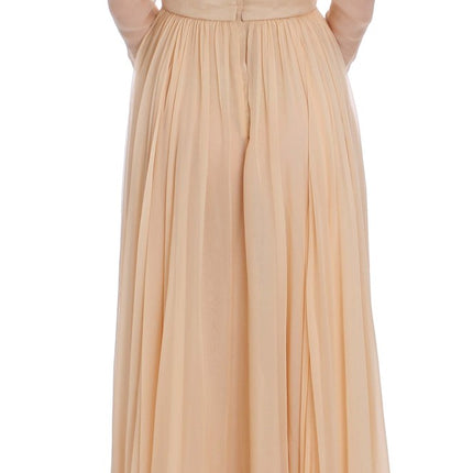 Dolce & Gabbana Beige Silk Ball Gown Full Length Dress