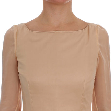 Dolce & Gabbana Beige Silk Ball Gown Full Length Dress