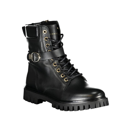 Tommy Hilfiger Black Polyurethane Women Stivaletto