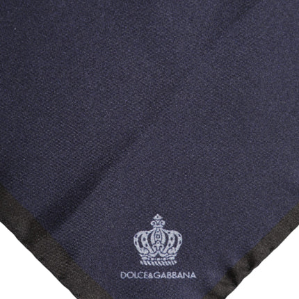 Dolce & Gabbana Blue DG Crown Silk Square Men Foulard Scarf