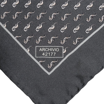 Dolce & Gabbana Black Fish Print Silk Square Men Foulard Scarf