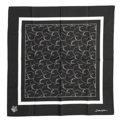 Dolce & Gabbana Black White Printed Square Men Foulard Scarf