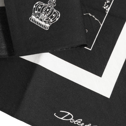 Dolce & Gabbana Black White Printed Square Men Foulard Scarf