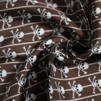Dolce & Gabbana Brown Skull Silk Square Men Foulard Scarf