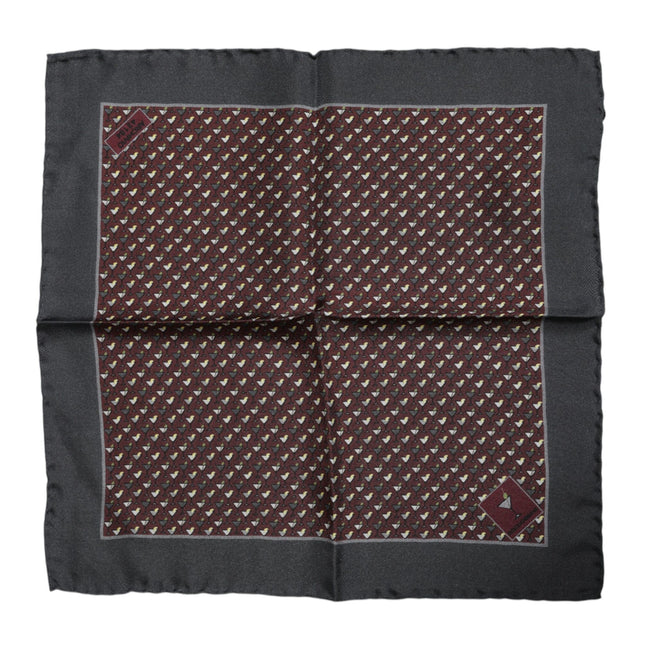 Dolce & Gabbana Maroon Cocktail Silk Square Foulard Scarf