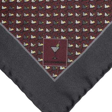 Dolce & Gabbana Maroon Cocktail Silk Square Foulard Scarf