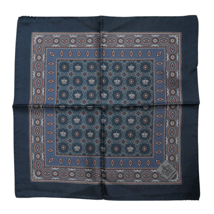 Dolce & Gabbana Blue Printed Silk Square Men Foulard Scarf