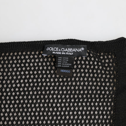 Dolce & Gabbana Black Patterned Cotton Square Foulard Scarf