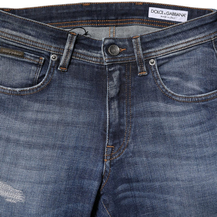 Dolce & Gabbana Blue Washed Cotton Slim Fit Men Denim Jeans