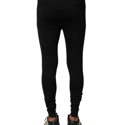 Dolce & Gabbana Black Nylon Elastic Logo Men Leggings Pants